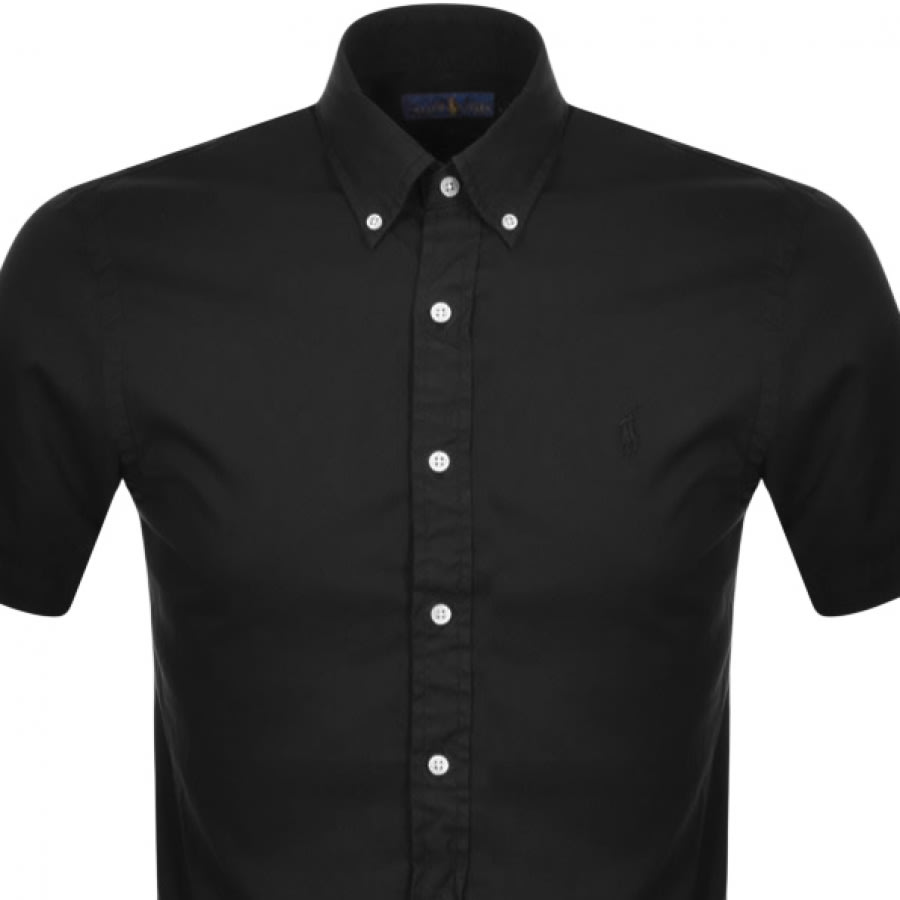 Alternative Image for ProductRalph Lauren Oxford Slim Short Sleeve Shirt Black2